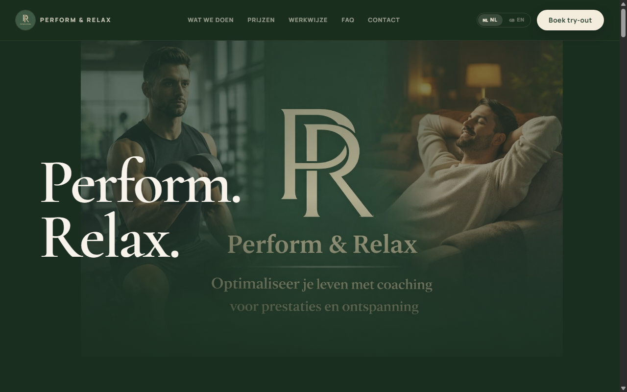 Perform & Relax website screenshot